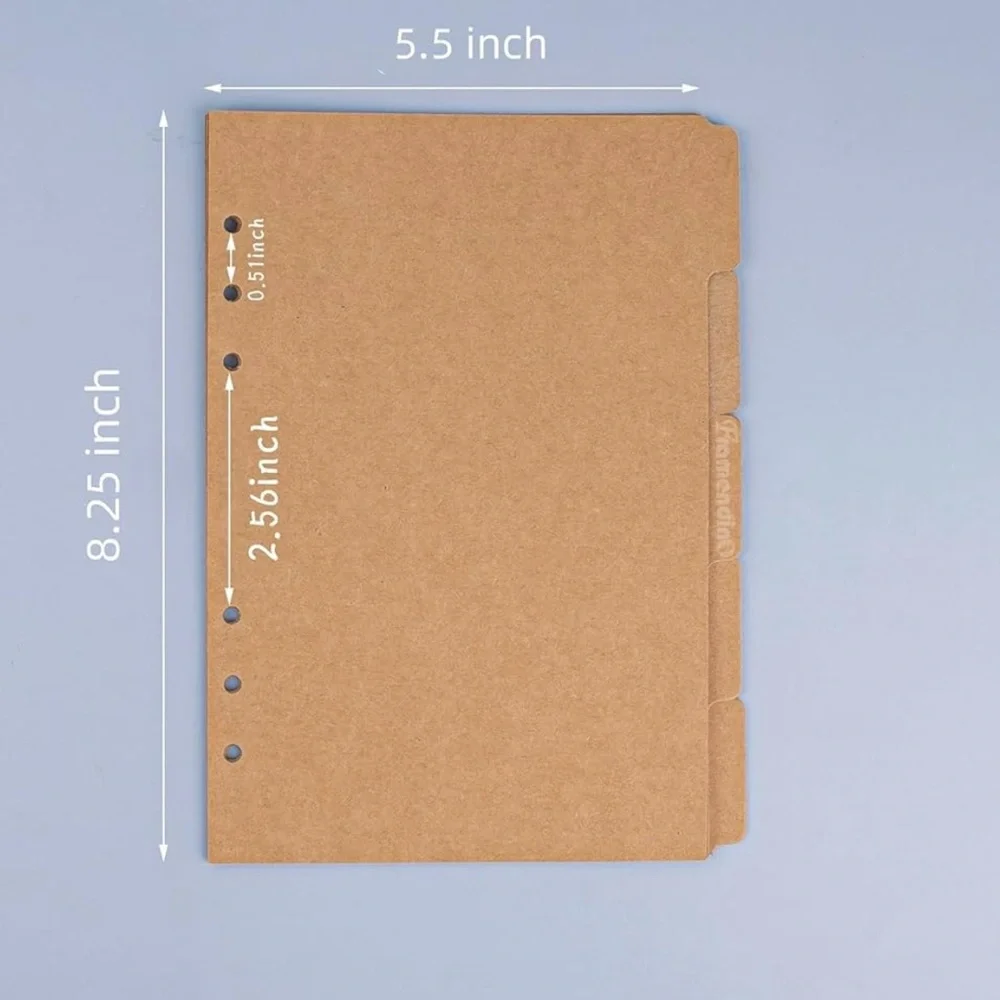 Framendino 3 Sets A5 Index Paper Binder Dividers 5 Sheets Set for 6 Holes Rings